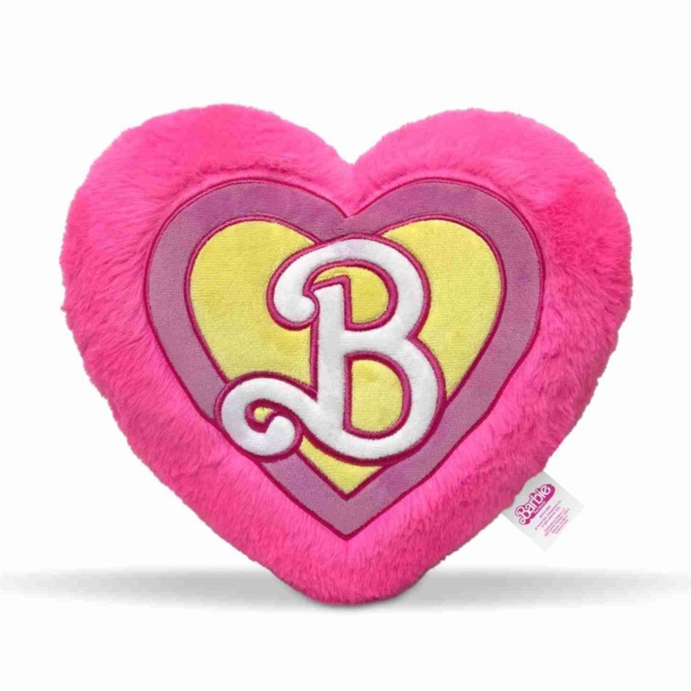 NWT Barbie Heart Plush Pillow, pink & yellow, limited edition!
